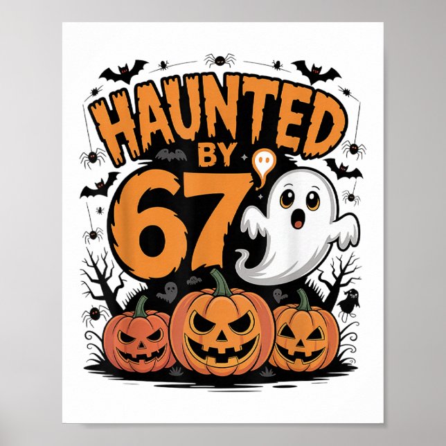 Affiche Fantôme Drôle T Citrouille Halloween - Hanté (Devant)