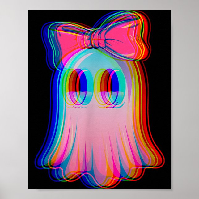 Affiche Fantôme Drôle Tripant Vaporwave Halloween Techno R (Devant)