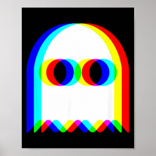 Affiche Fantôme drôle tripant Vaporwave Halloween Techno R