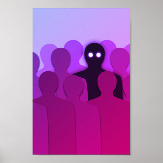 Affiche Fantôme éffrayant Dans Les Gens Foule L'Art D'Horr