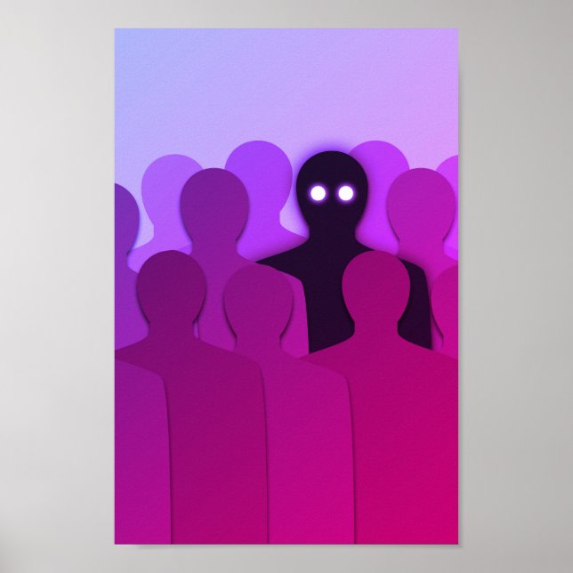 Affiche Fantôme éffrayant Dans Les Gens Foule L'Art D'Horr (Devant)
