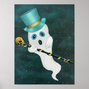 Affiche Fantôme Élégant Visage Idiot Haut-de-Forme Canne C