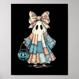 Affiche Fantôme en jean bleu Halloween rétro