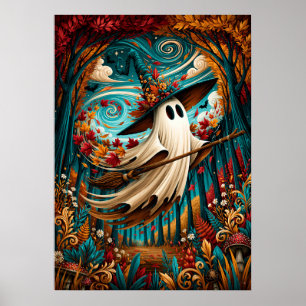 Affiche Fantôme Féerique Sorcière Forêt d'Automne