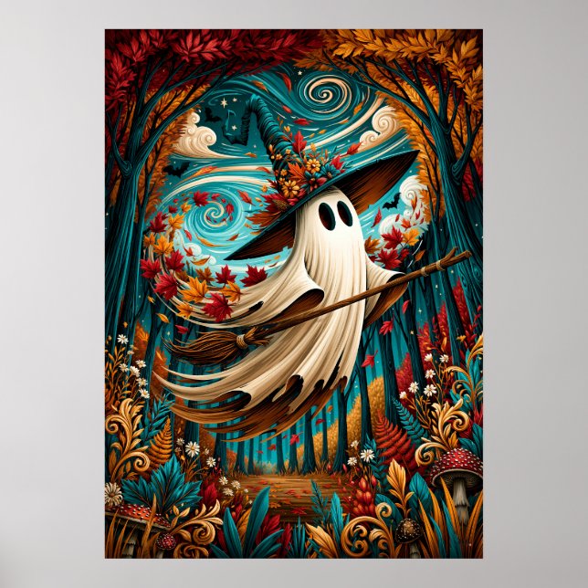 Affiche Fantôme Féerique Sorcière Forêt d'Automne (Devant)