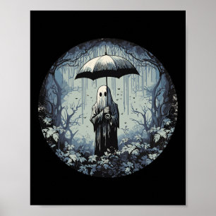 Affiche Fantôme Floral Retro Vintage Halloween Fantôme Dan