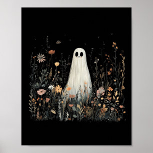 Affiche Fantôme floral vintage Halloween Fantôme dans la f