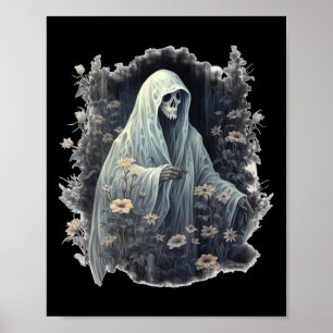 Affiche Fantôme Gothique Dans La Forêt Fantôme Floral Vint