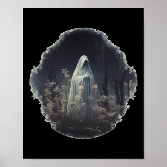 Affiche Fantôme Gothique Dans La Forêt Fantôme Floral Vint (Devant)