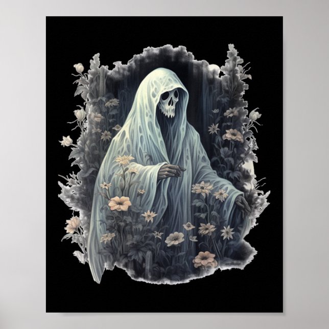 Affiche Fantôme Gothique Dans La Forêt Fantôme Floral Vint (Devant)