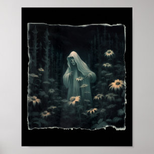 Affiche Fantôme Gothique Dans La Forêt Fantôme Floral Vint