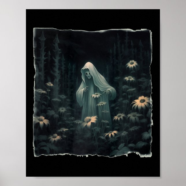Affiche Fantôme Gothique Dans La Forêt Fantôme Floral Vint (Devant)