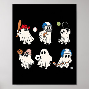 Affiche Fantôme jouant au football à pied Vendre l'esquiss