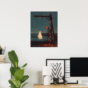 Affiche Fantôme solitaire sur la balançoire au bord de la 