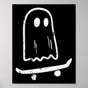 Affiche Fantôme Sur Skateboard Fun Retro Halloween Costume