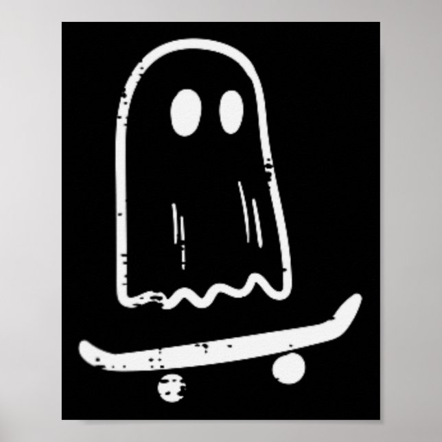 Affiche Fantôme Sur Skateboard Fun Retro Halloween Costume (Devant)