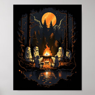 Affiche Fantôme vintage Et Squelette Effrayant Squelette H