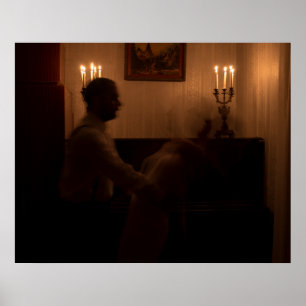 Affiche fantômes d'horreur dans la chambre. couple de dans