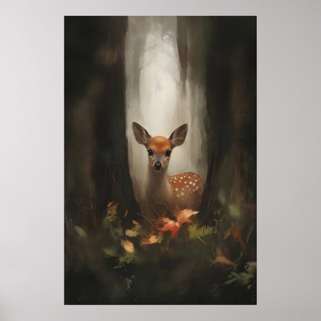 Affiche Faon dans l'impression d'art de cerf bébé de la fo (Devant)