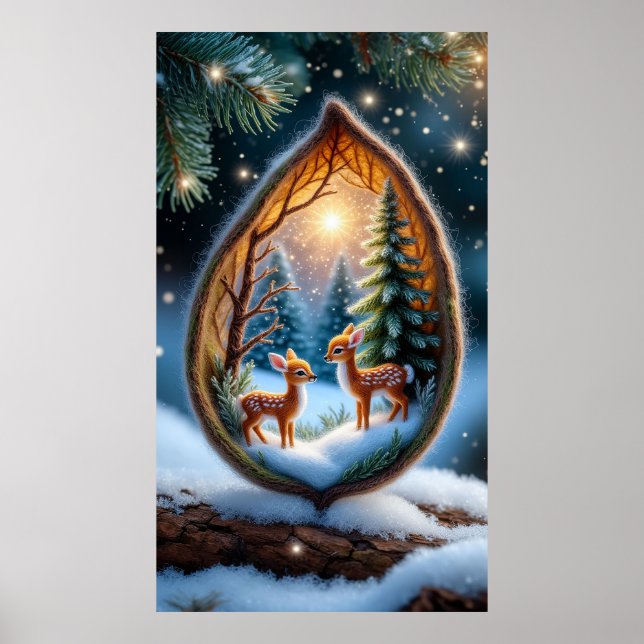 Affiche Faons Magiques dans une Scène de Larmes de Neige (Devant)