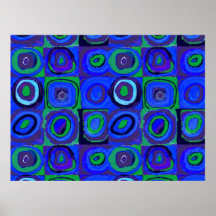 Affiche Farbstudie Quadrate Carré Cercles bleus