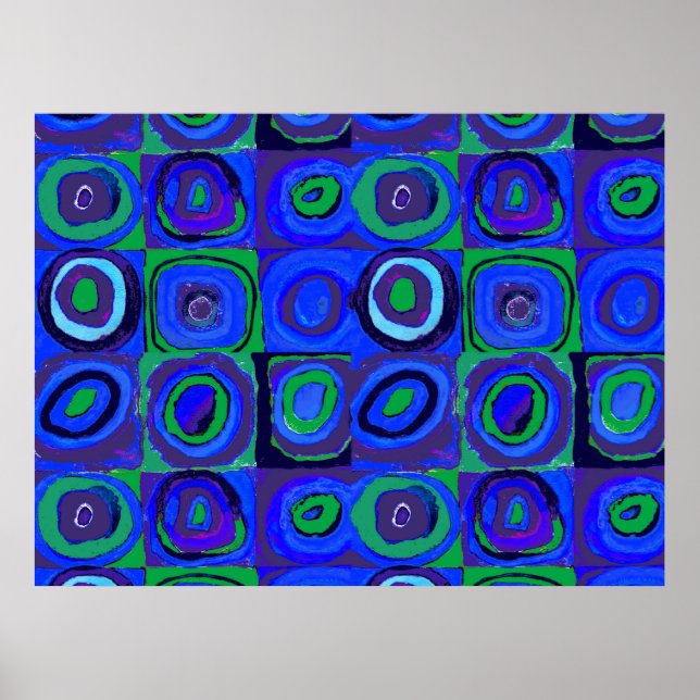 Affiche Farbstudie Quadrate Carré Cercles bleus (Devant)