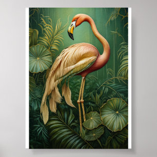 Affiche Fard Flamant Élégance, Plumes Roses Tropicales