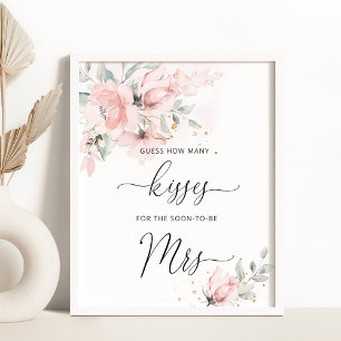 Affiche Fard floral combien de baisers jeu de baby shower 