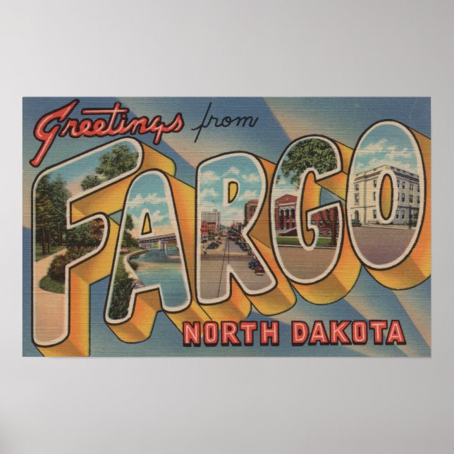 Affiche Fargo, Dakota du Nord - Scènes de grandes lettres (Devant)