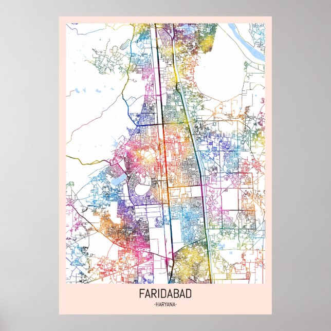 Affiche Faridabad Haryana city Map (Devant)