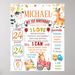 Affiche Farm Animals Birthday milestone sign