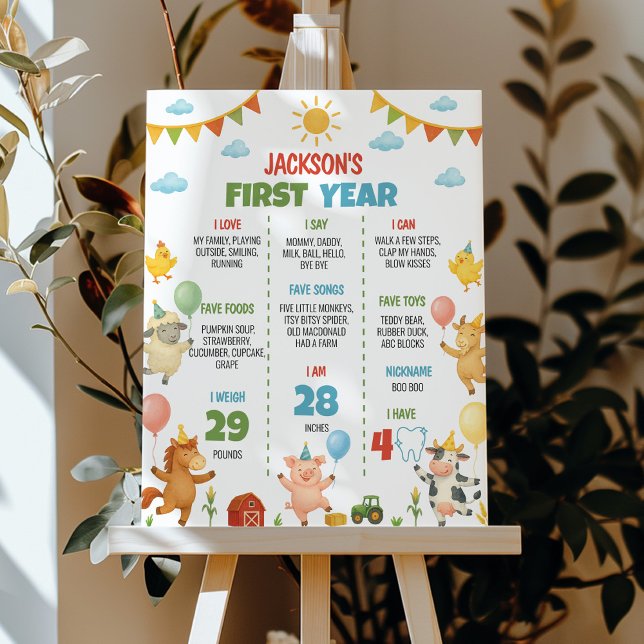 Affiche Farm Animals First Year Milestone Sign (Créateur téléchargé)