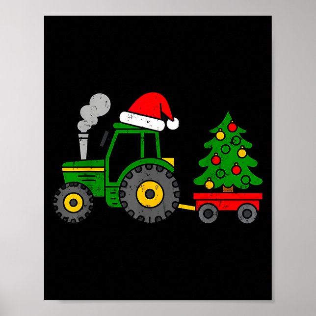 Affiche Farm Christmas Tractor Tree Xmas Truck Boys Kids T (Devant)