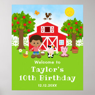 Affiche Farm Grange African American Boy Bienvenue