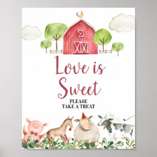 Affiche Farm House Animals Barnyard Love is Sweet