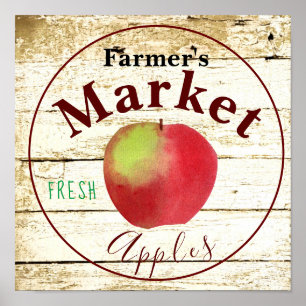 Affiche Farmer's market apples sign