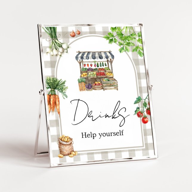 Affiche Farmers Market Locally Grown Shower Drinks Sign (Farmers Locally Grown Shower Sign)