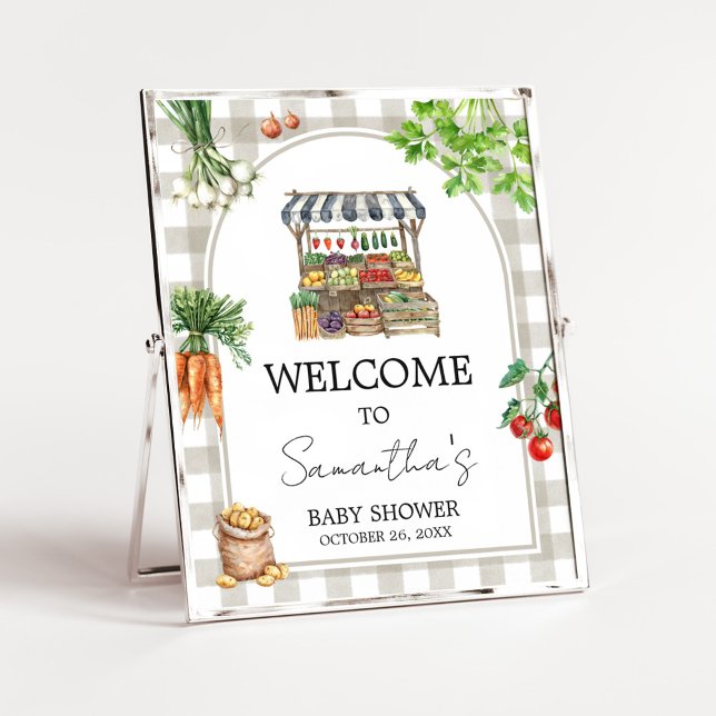 Affiche Farmers Market Locally Grown Shower Welcome Sign (Farmers Locally Grown Shower Sign)