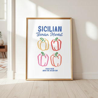 Affiche Farmer's Market Peppers Kitchen Wall Art