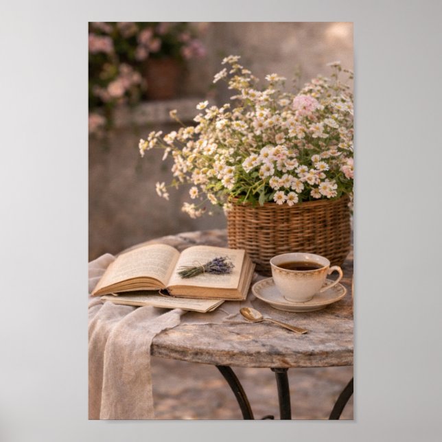 Affiche Farmhouse Coffee Table Still Life Floral Wall Art (Devant)