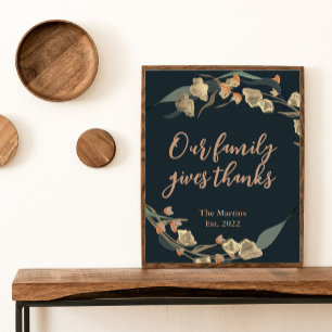 Affiche Farmhouse Navy Botanical Thanksgiving Famille
