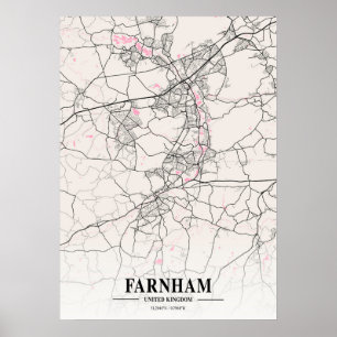 Affiche Farnham - Royaume-Uni Carte de la ville napolitain