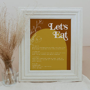 Affiche FARRAH Retro les années 70 Rouille Mange Menu Arch