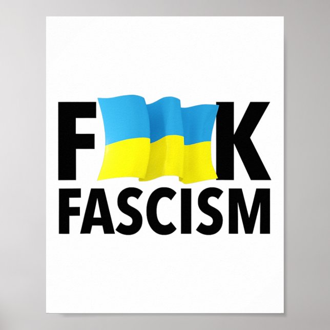 Affiche Fascisme - Censuré avec le drapeau ukrainien  (Devant)