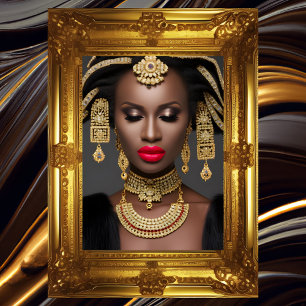 Affiche Fashion African exotic gold headpiece jewel choker