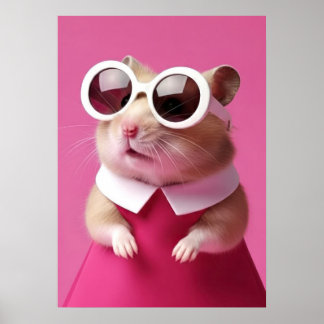 Affiche Fashion Hamster in Pink Dress - Cute Animal