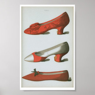 Affiche Fashion Plate de chaussures victorienne du XVIIIe 