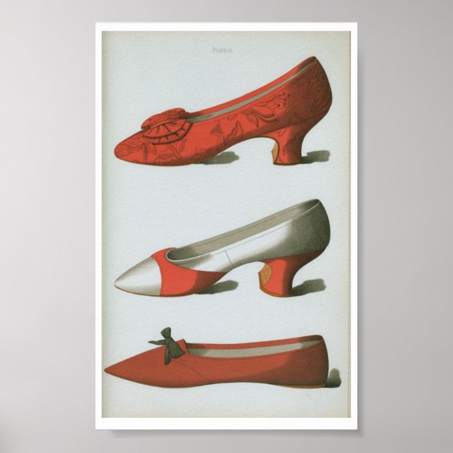 Affiche Fashion Plate de chaussures victorienne du XVIIIe  (Devant)