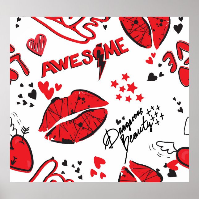 Affiche Fashion Sketch Glamor : Girlish Print. (Devant)