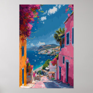 Affiche Fashion Travel Illustration Collage de Bodrum Post